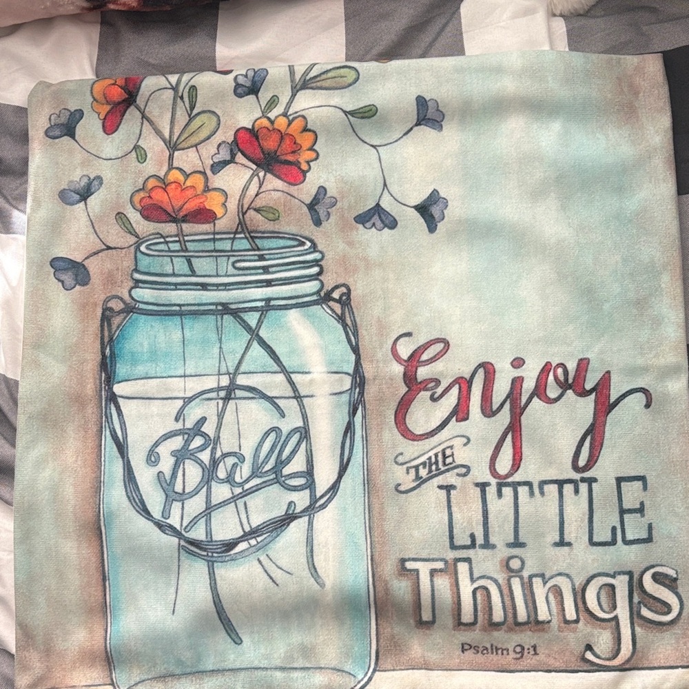 NEW 17” Pillow Cover Mason Jar Floral Wall Art  with zipper